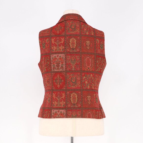 THE TERRITORY AHEAD VINTAGE Women's Tapestry Woven Vest Zip-Up Sweater Size 12 - Picture 4 of 5